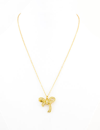 Dije Moño con Zirconias en Baño de Oro