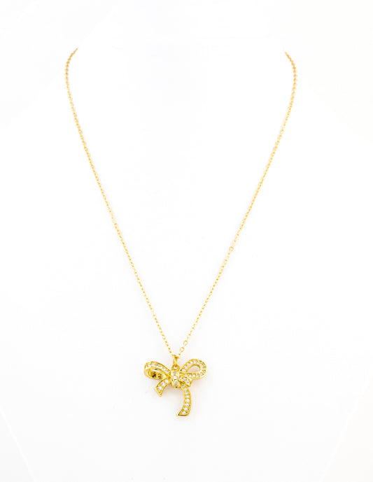 Dije Moño con Zirconias en Baño de Oro