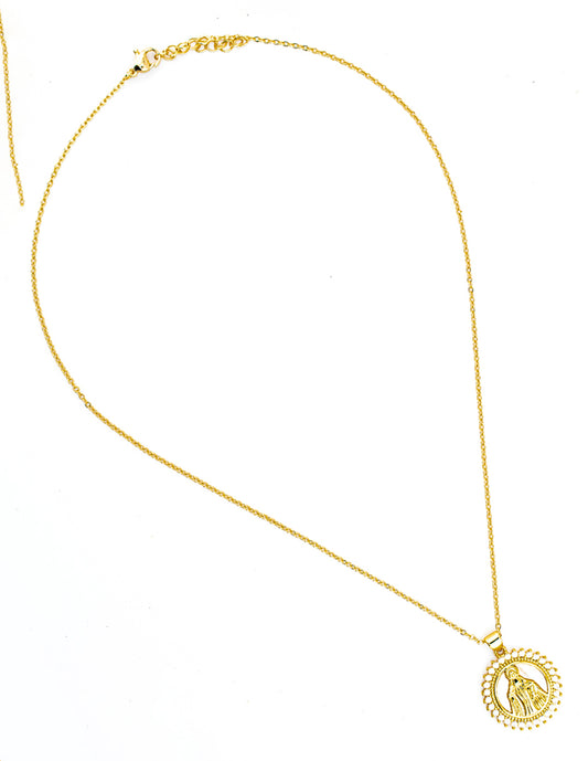 Medalla Virgen Milagrosa Baño de Oro con Zirconia