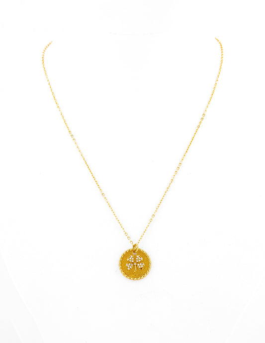 Dije Trébol con Zirconias en Baño de Oro