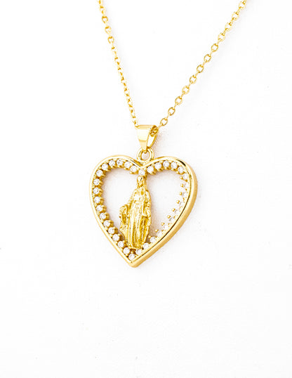 Dije Virgen Milagrosa Corazón en Baño Oro