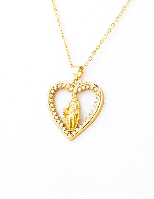 Dije Virgen Milagrosa Corazón en Baño Oro
