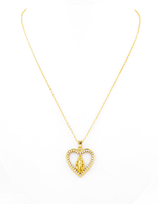 Dije Virgen Milagrosa Corazón en Baño Oro
