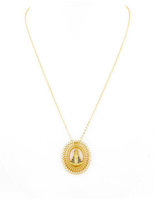 Medalla Virgen Cihualpilli Baño de Oro con Zirconia