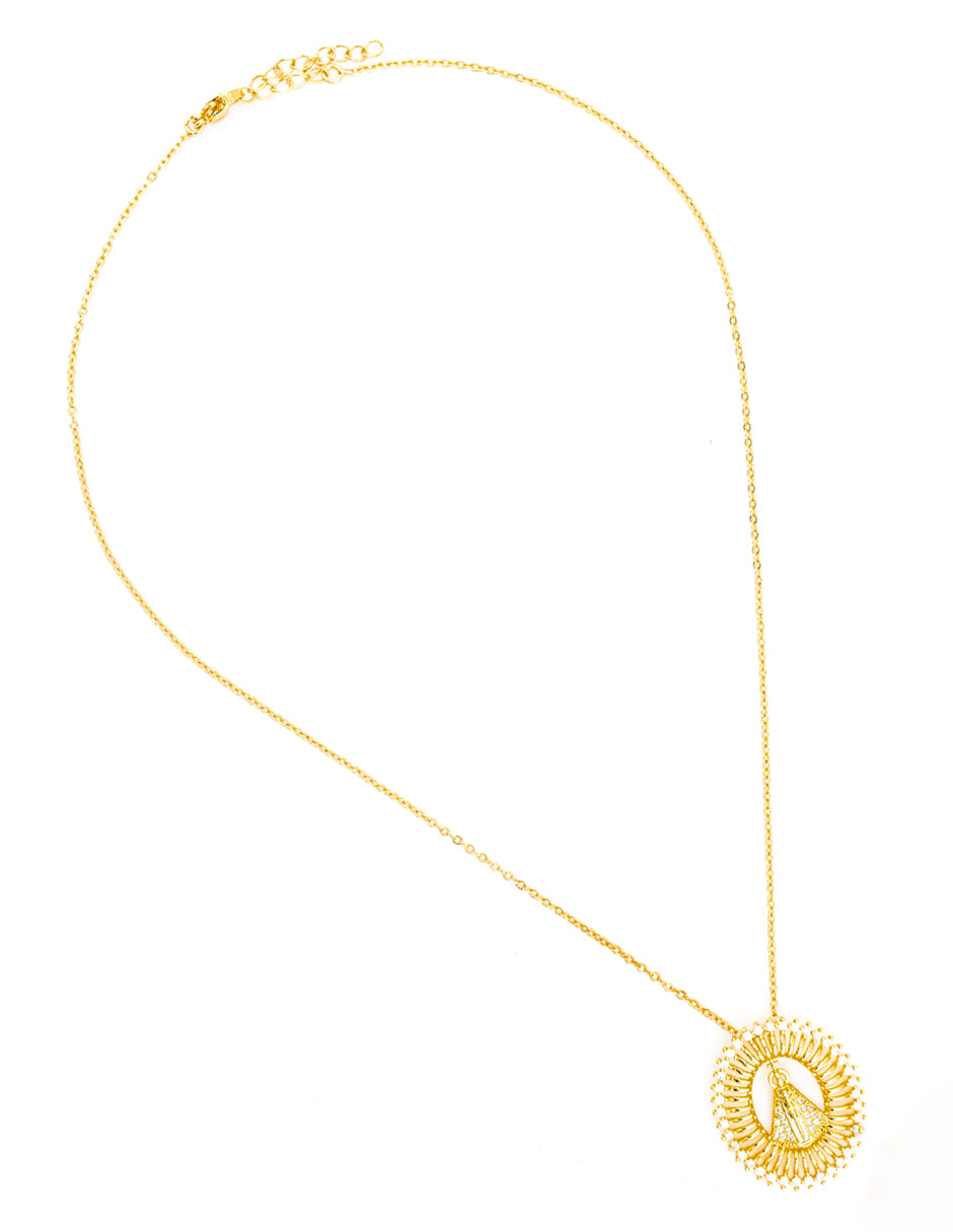 Medalla Virgen Cihualpilli Baño de Oro con Zirconia