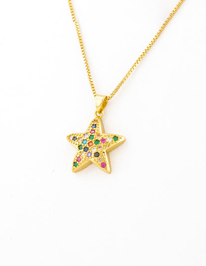 Dije Estrella Multicolor en Baño de Oro