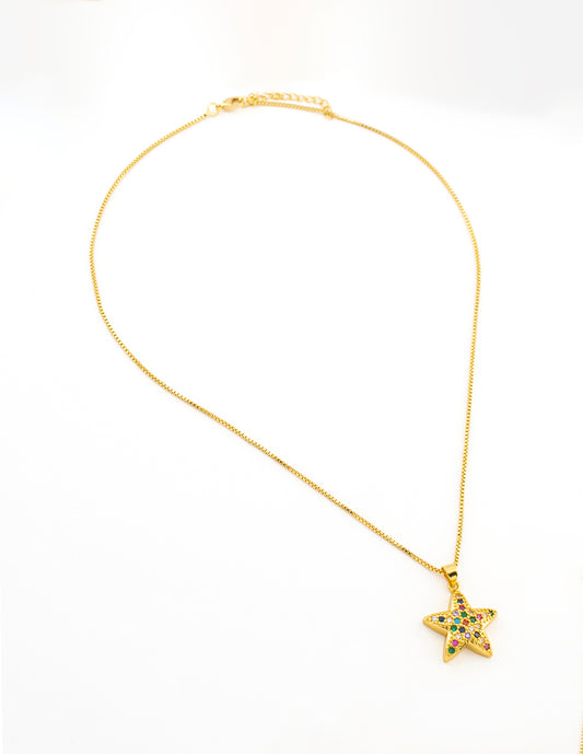 Dije Estrella Multicolor en Baño de Oro
