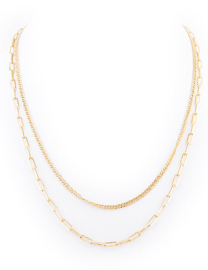 Collar Largo Doble en Baño de Oro