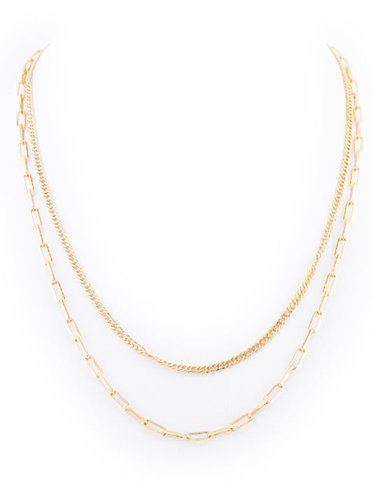 Collar Largo Doble en Baño de Oro