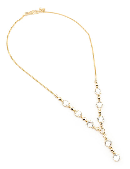 Collar Zirconias Terminación V en Baño de Oro