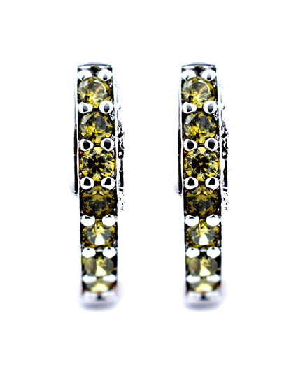 Huggie Zirconia Verde en Baño de Rodio