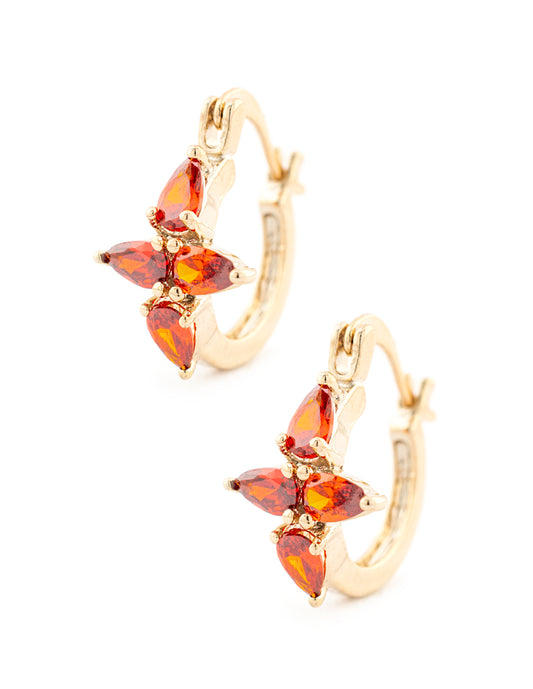 Arracada Zirconia en Baño de Oro