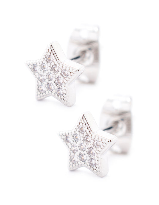 Broquel Estrella con Micro pavé en Baño de rodio